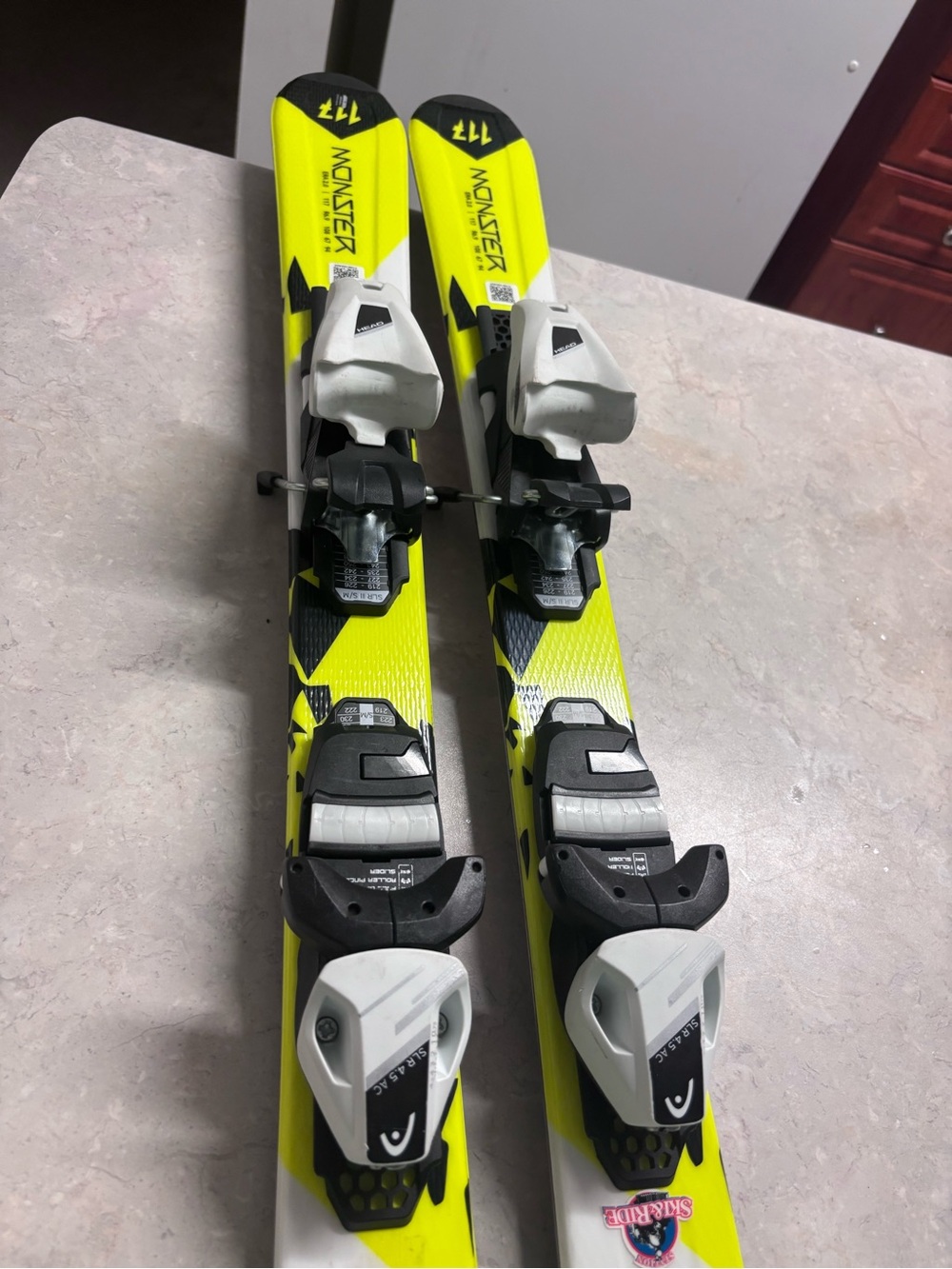 Head Kids Monster Ski Set in Neon Yellow and White with Bindings
